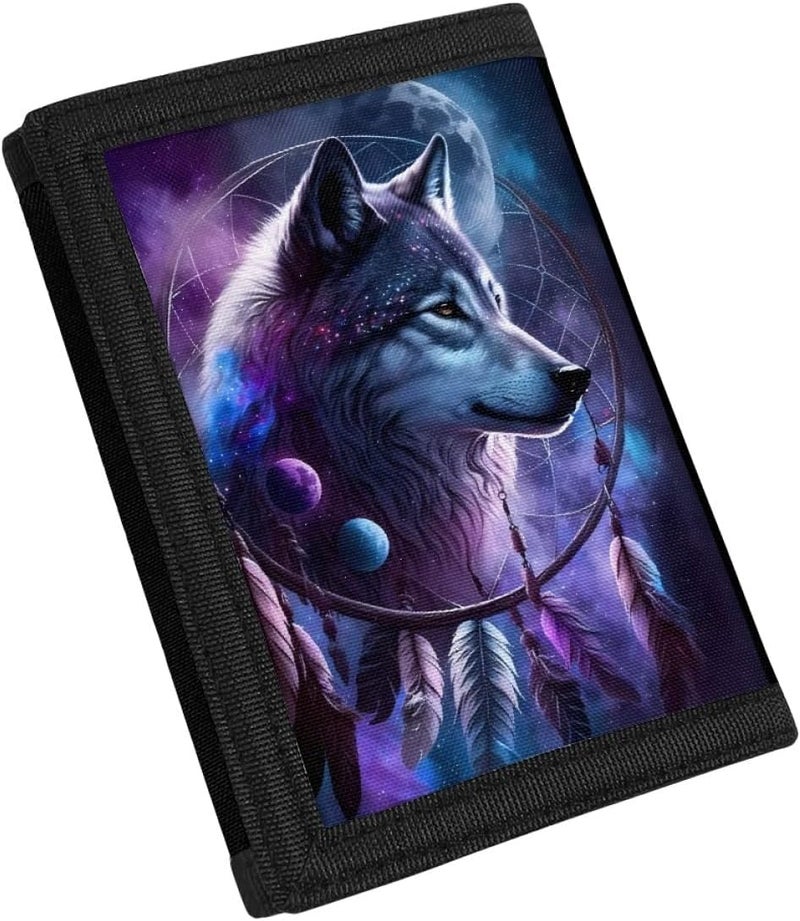 GLUDEAR Kids Boys Girls Wallet Trifold Youth Wallet Coin Pocket Card Holders Outdoor Novelty Wallet Money Organizer,Dream Wolf - Image 2